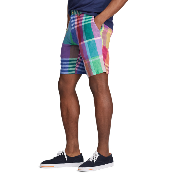 Madras Classic Fit Plaid Linen Short Polo Ralph Lauren 5