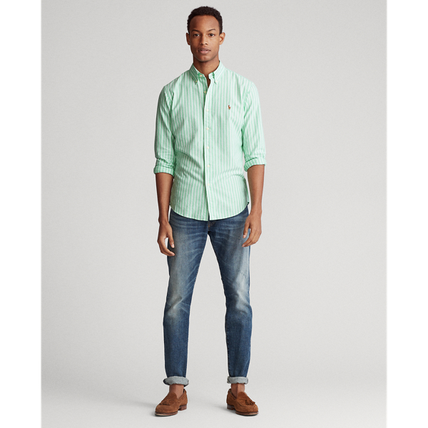 Green/White Custom Fit Striped Shirt Polo Ralph Lauren 3