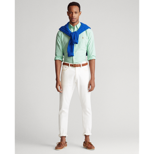 Green/White Slim Fit Striped Oxford Shirt Polo Ralph Lauren 3