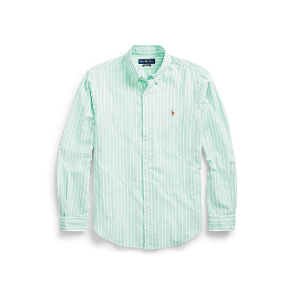 Green/White Slim Fit Striped Oxford Shirt Polo Ralph Lauren 2