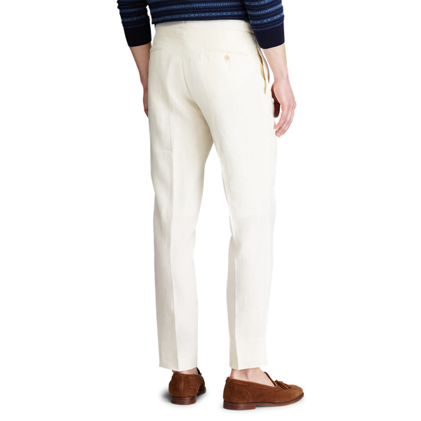 Light Cream Pleated Linen Suit Trouser Polo Ralph Lauren 4