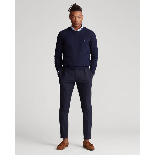 Bright Navy Cotton-Linen Crewneck Sweater Polo Ralph Lauren 3