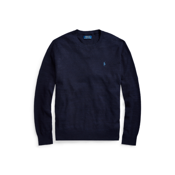 Bright Navy Cotton-Linen Crewneck Sweater Polo Ralph Lauren 2