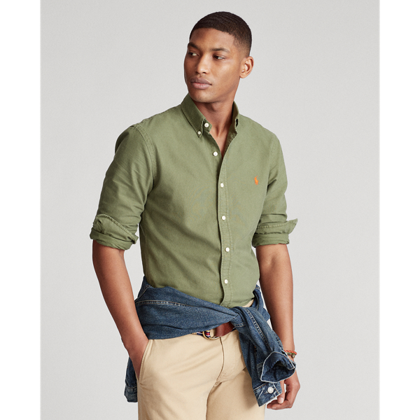 Dense Olive Slim Fit Oxford Shirt Polo Ralph Lauren 6