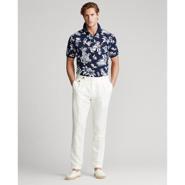 Navy Tropical Bear Mesh Polo Shirt Big & Tall 3