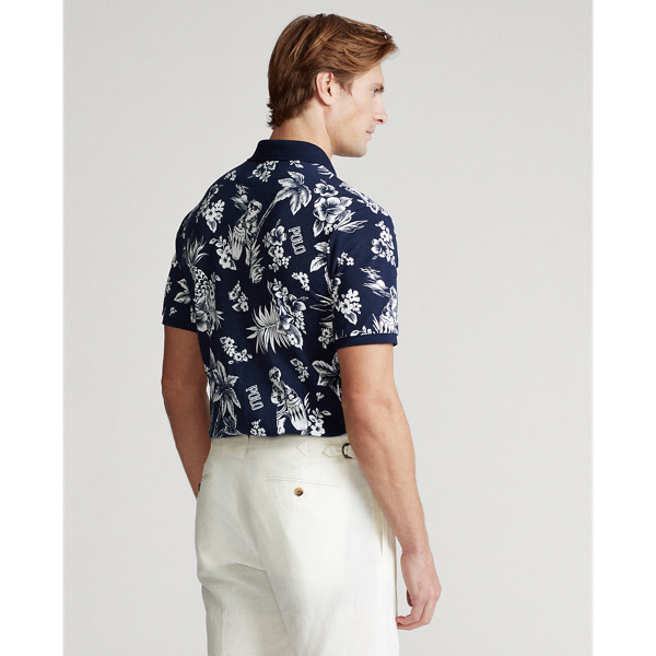 Navy Tropical Bear Mesh Polo Shirt Big & Tall 5