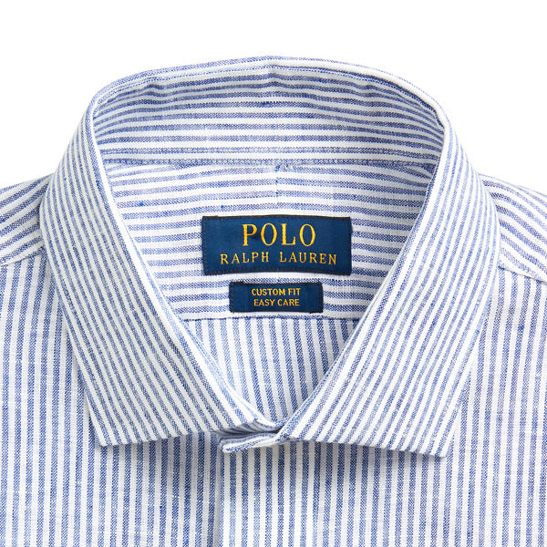 Medium Blue/White Custom Fit Linen Shirt Polo Ralph Lauren 8