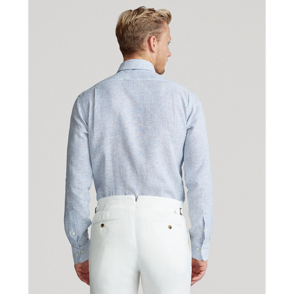 Medium Blue/White Custom Fit Linen Shirt Polo Ralph Lauren 4