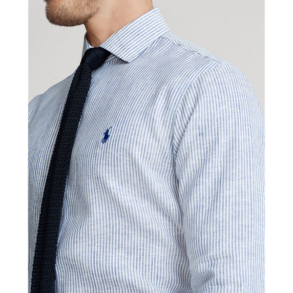 Medium Blue/White Custom Fit Linen Shirt Polo Ralph Lauren 5