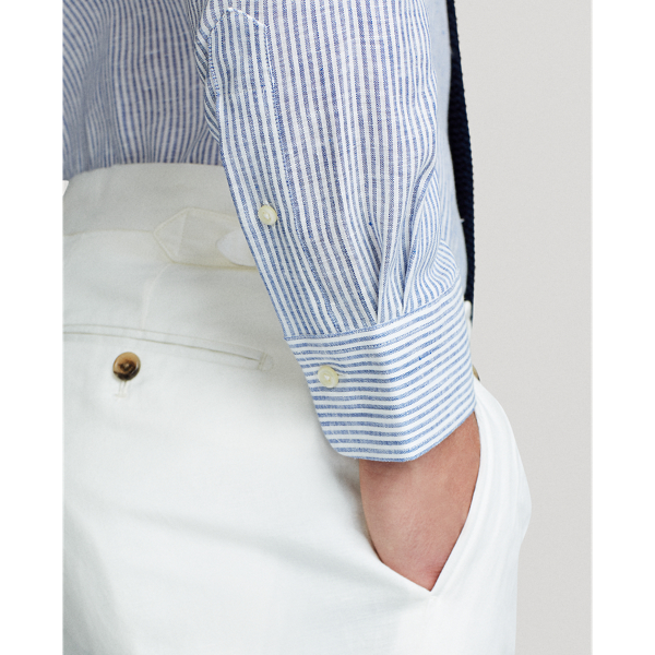 Medium Blue/White Custom Fit Linen Shirt Polo Ralph Lauren 6