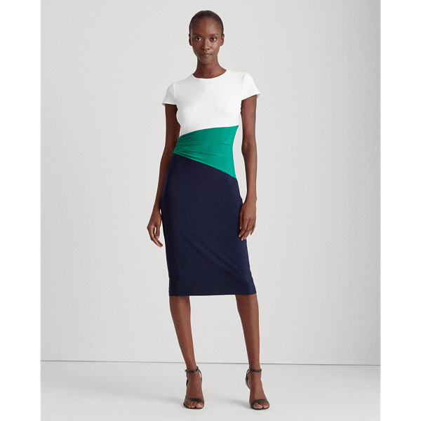 Lh Navy/Malachite/Lauren Colour-Blocked Jersey Dress Lauren 4
