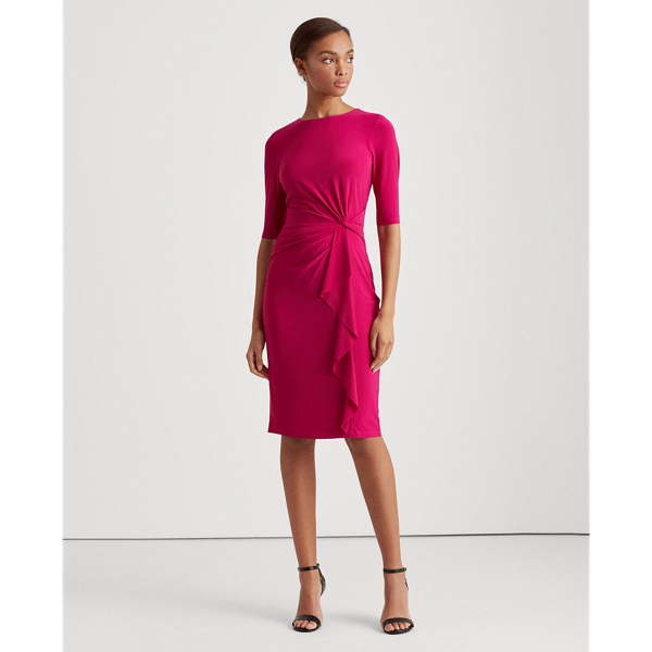 Bright Fuchsia Twisted-Knot Jersey Dress Lauren 4