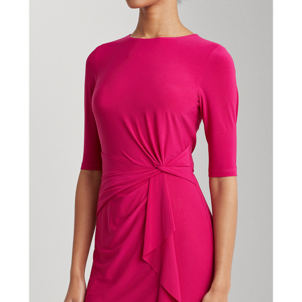 Bright Fuchsia Twisted-Knot Jersey Dress Lauren 6