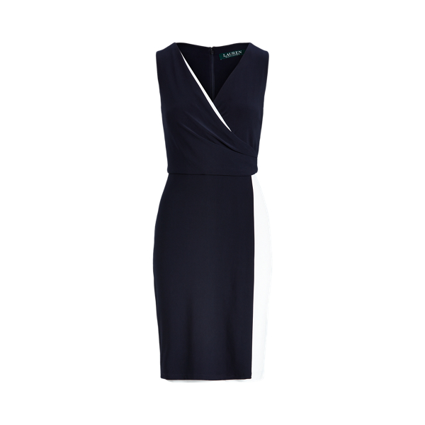 Two-Tone Surplice Dress Lauren em 1