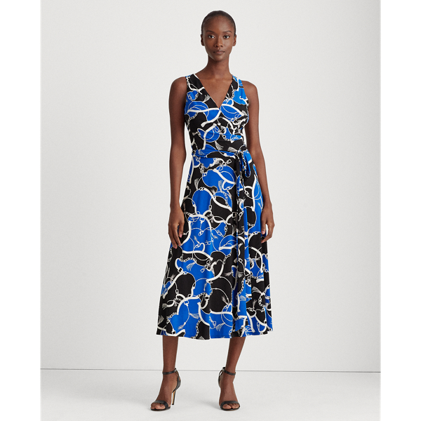 Sapphire Belting Print Print Tie-Waist Jersey Dress Lauren 4