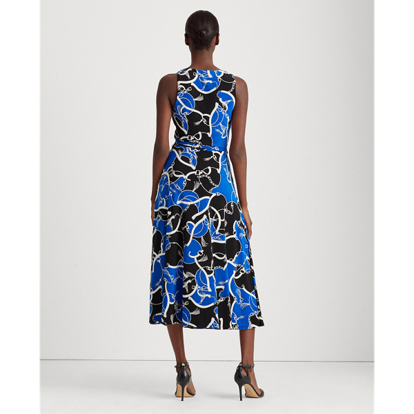 Sapphire Belting Print Print Tie-Waist Jersey Dress Lauren 5