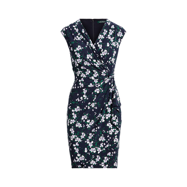 Floral Pleated Surplice Dress