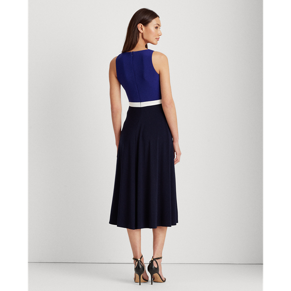Lh Navy/L White/Cannes Bl Colour-Blocked Jersey Dress Lauren 4