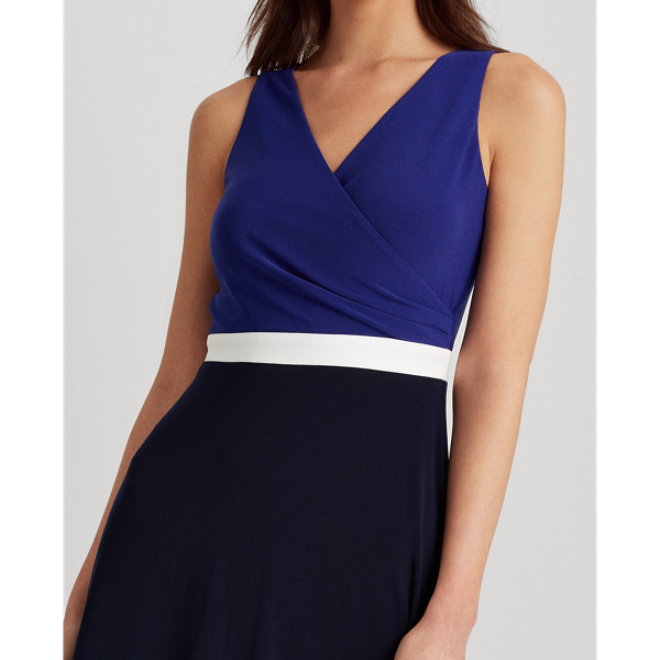 Lh Navy/L White/Cannes Bl Colour-Blocked Jersey Dress Lauren 5