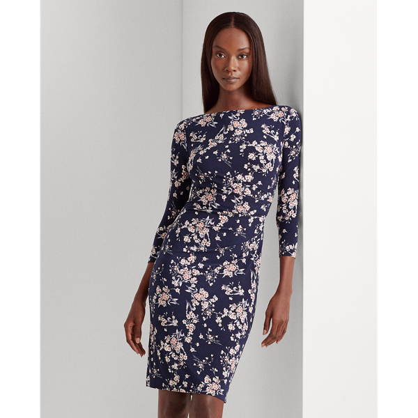 Ralph lauren floral ruched dress best sale