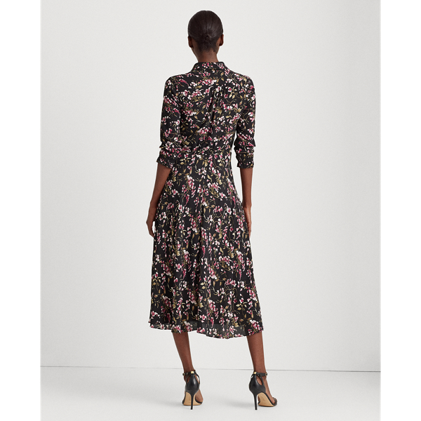 Black/Pink/Multi Floral Crepe Dress Lauren 5