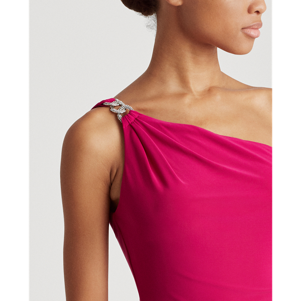 Bright Fuchsia Jersey One-Shoulder Gown Lauren 5