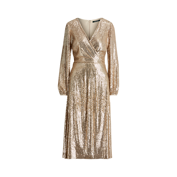 Sequined Surplice Dress Lauren em 1