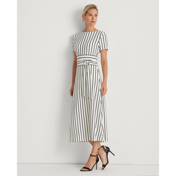 Cream/Navy Striped Jersey Dress Lauren 3