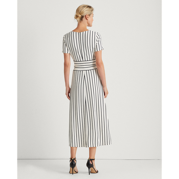 Cream/Navy Striped Jersey Dress Lauren 4