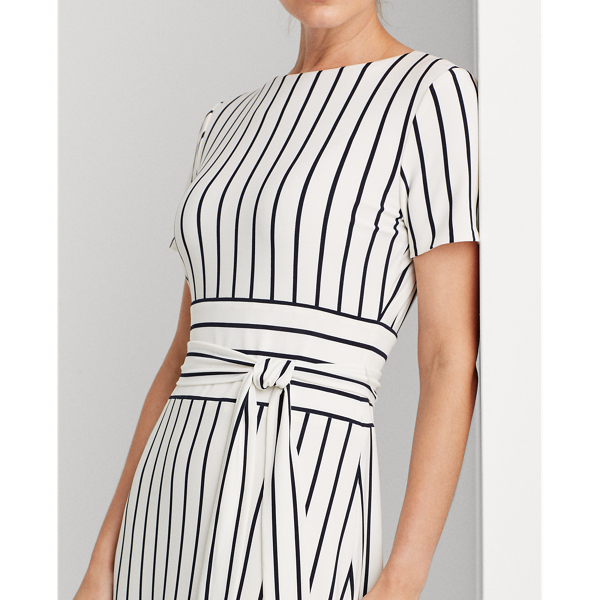 Cream/Navy Striped Jersey Dress Lauren 5