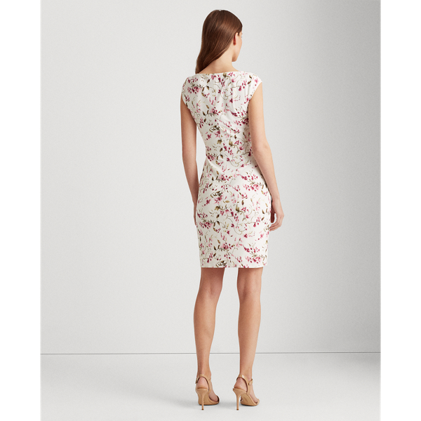 Col Cream/Pink/Multi Floral Jersey Surplice Dress Lauren 5