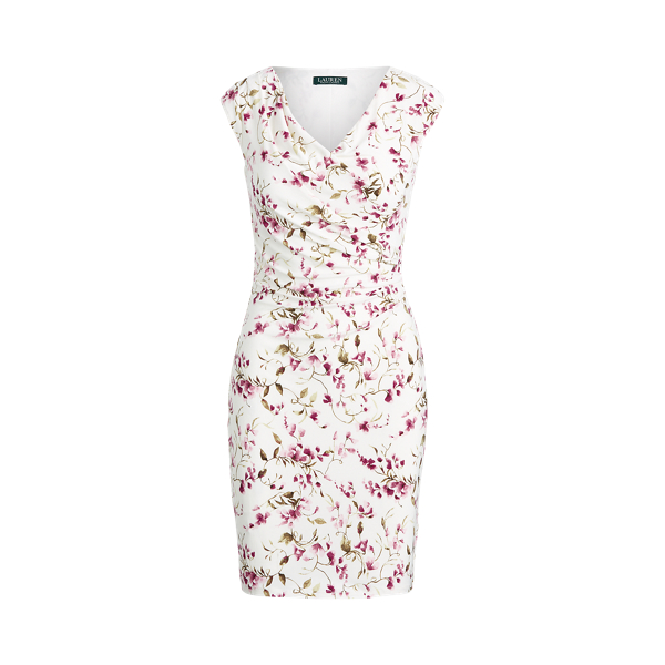 Floral Jersey Surplice Dress Lauren Petite 1