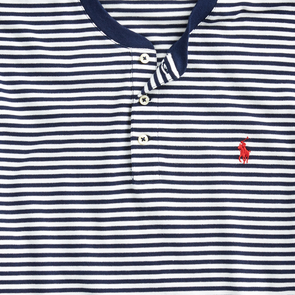White/Refined Navy Featherweight Mesh Henley Shirt Polo Ralph Lauren 7