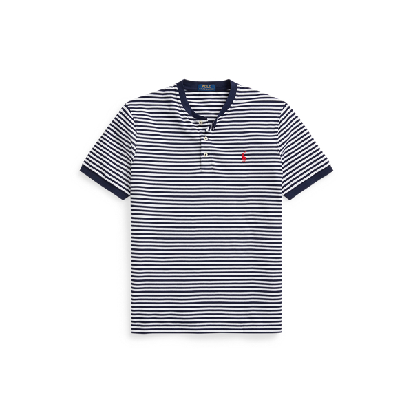 White/Refined Navy Featherweight Mesh Henley Shirt Polo Ralph Lauren 2