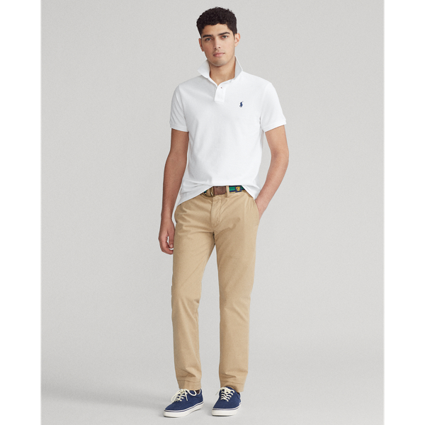 White Custom Slim Fit Mesh Polo Polo Ralph Lauren 4