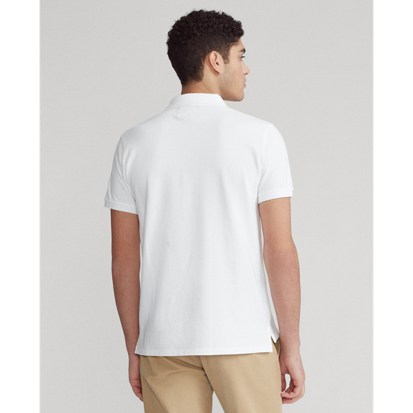 White Custom Slim Fit Mesh Polo Polo Ralph Lauren 5