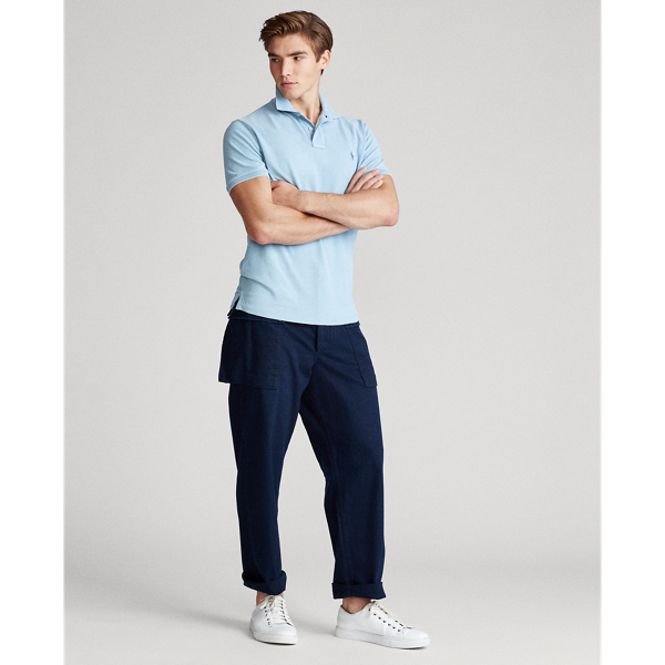 Light Indigo Custom Slim Fit Mesh Polo Polo Ralph Lauren 3