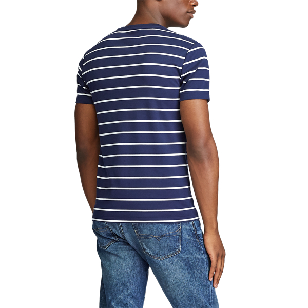 Custom Slim Fit Cotton T-Shirt Polo Ralph Lauren em Refined Navy/White 4