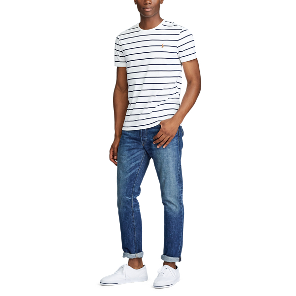 White/Refined Navy Custom Slim Fit Cotton T-Shirt Polo Ralph Lauren 2