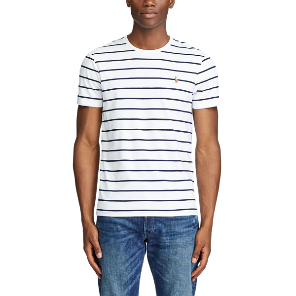 White/Refined Navy Custom Slim Fit Cotton T-Shirt Polo Ralph Lauren 3