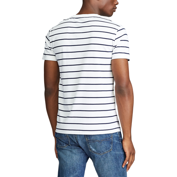 White/Refined Navy Custom Slim Fit Cotton T-Shirt Polo Ralph Lauren 4