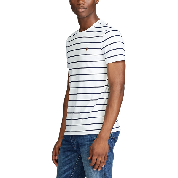 White/Refined Navy Custom Slim Fit Cotton T-Shirt Polo Ralph Lauren 5