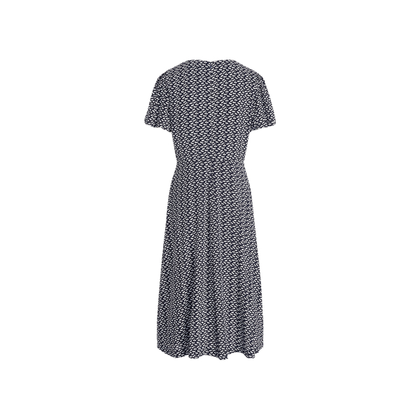 Lighthouse Navy/Colonial Bubble-Sleeve Crepe Dress Lauren 2