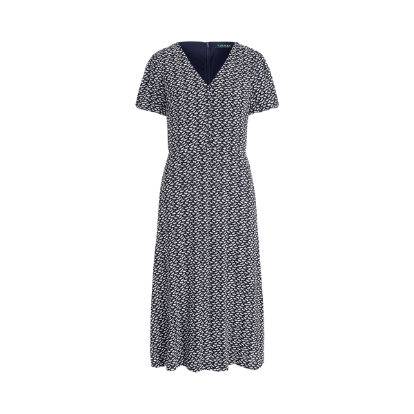 Bubble-Sleeve Crepe Dress Lauren 1