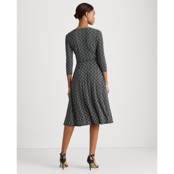 Black/Colonial Cream LRL Jersey Surplice Dress Lauren 5