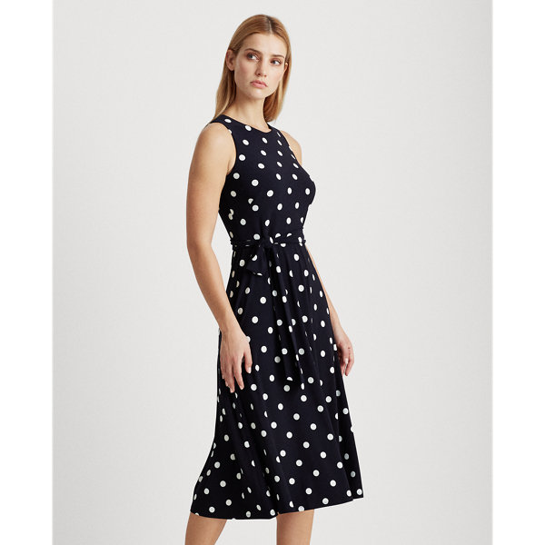 Lighthouse Navy/Colonial Polka-Dot Belted Dress Lauren 4