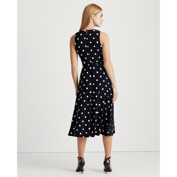 Lighthouse Navy/Colonial Polka-Dot Belted Dress Lauren 5