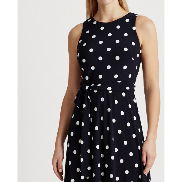 Lighthouse Navy/Colonial Polka-Dot Belted Dress Lauren 6