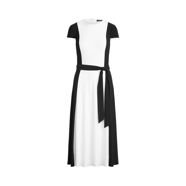 Belted Two-Tone Jersey Dress Lauren in 1