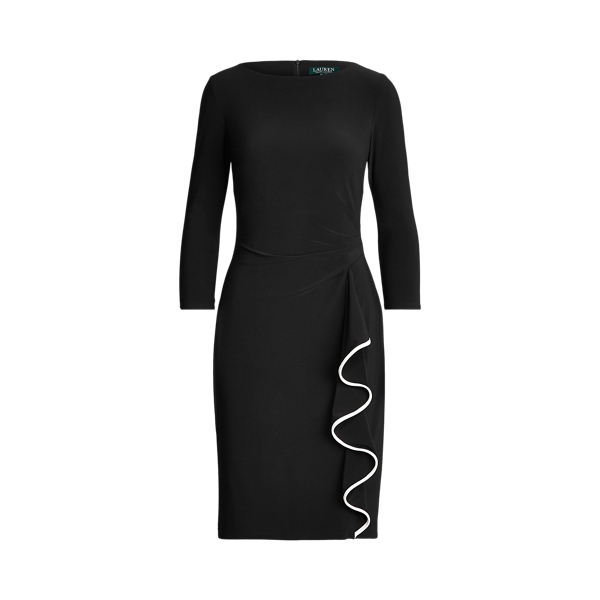 Ruffled Jersey Boatneck Dress